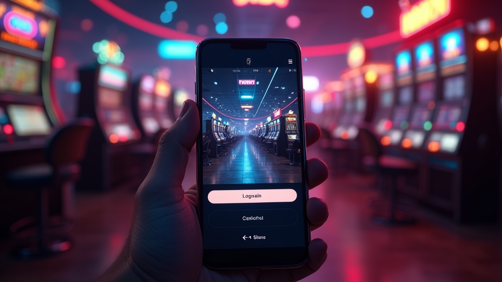 Telefon z mobilną wersją aplikacji Spinwinera w ciemnym, neonowym otoczeniu